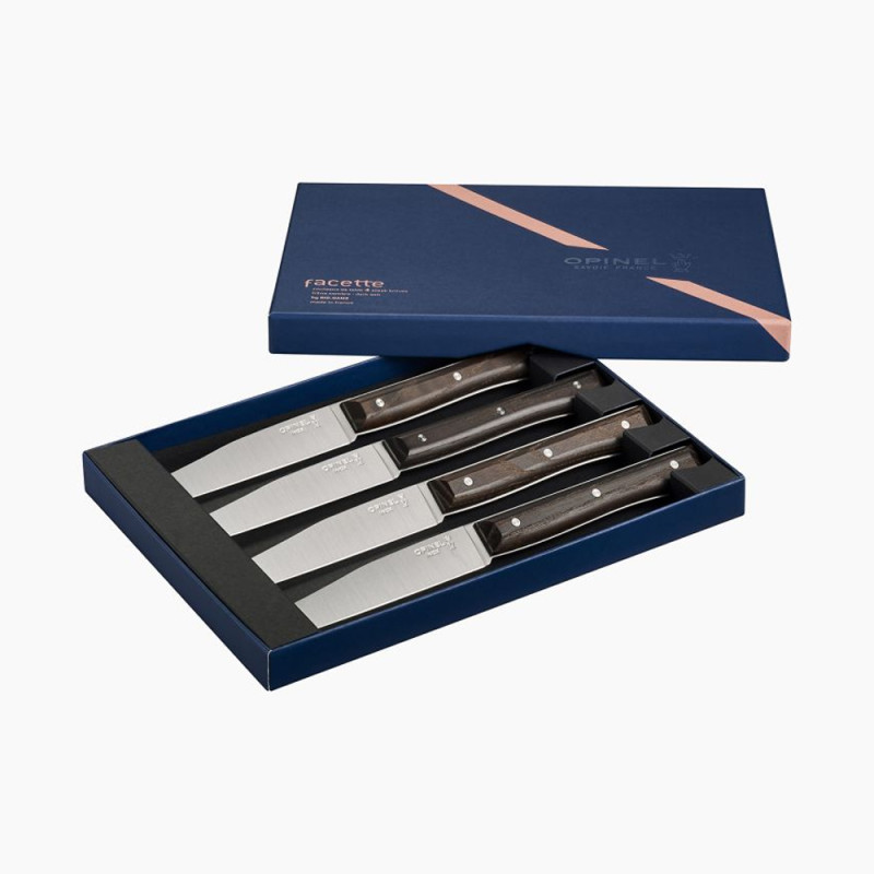 COFFRET 4 COUTEAUX OPINEL FACETTE FRÊNE SOMBRE