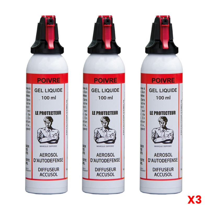 PACK X3 BOMBE LACRYMOGÈNE POIVRE 100ML