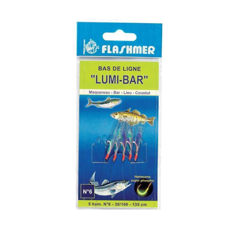 BAS DE LIGNE LUMI-BAR - 5 HAMEÇONS FLASHMER